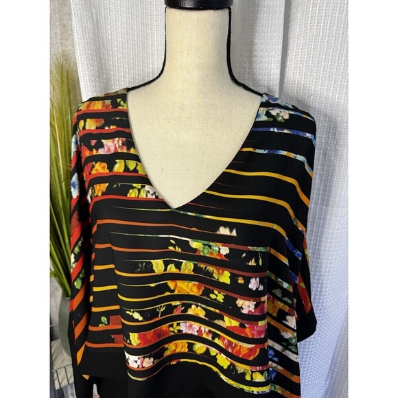 Joseph Ribkoff 6 Bright Colorful High Low Tunic Top Kimono Cold Shoulder Sleeves - Picture 2 of 9